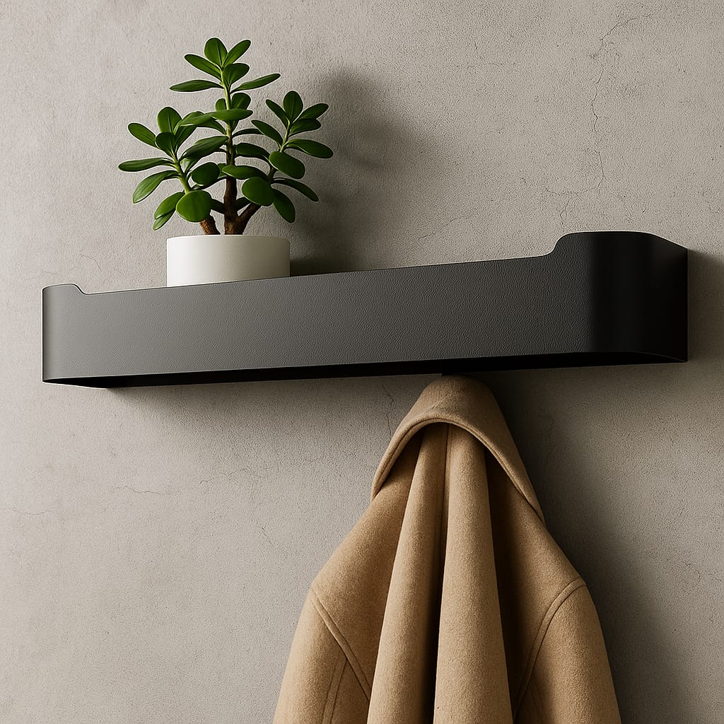 Perchero De Pared Metal Con Estante Y Ganchos De Metal Ocultos Diseño Minimalista Estilo Industrial Para Entrada Pasillo Dormitorio
