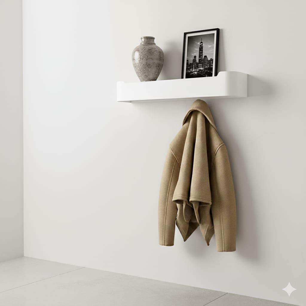 Perchero De Pared Metal Con Estante Y Ganchos De Metal Ocultos Diseño Minimalista Estilo Industrial Para Entrada Pasillo Dormitorio