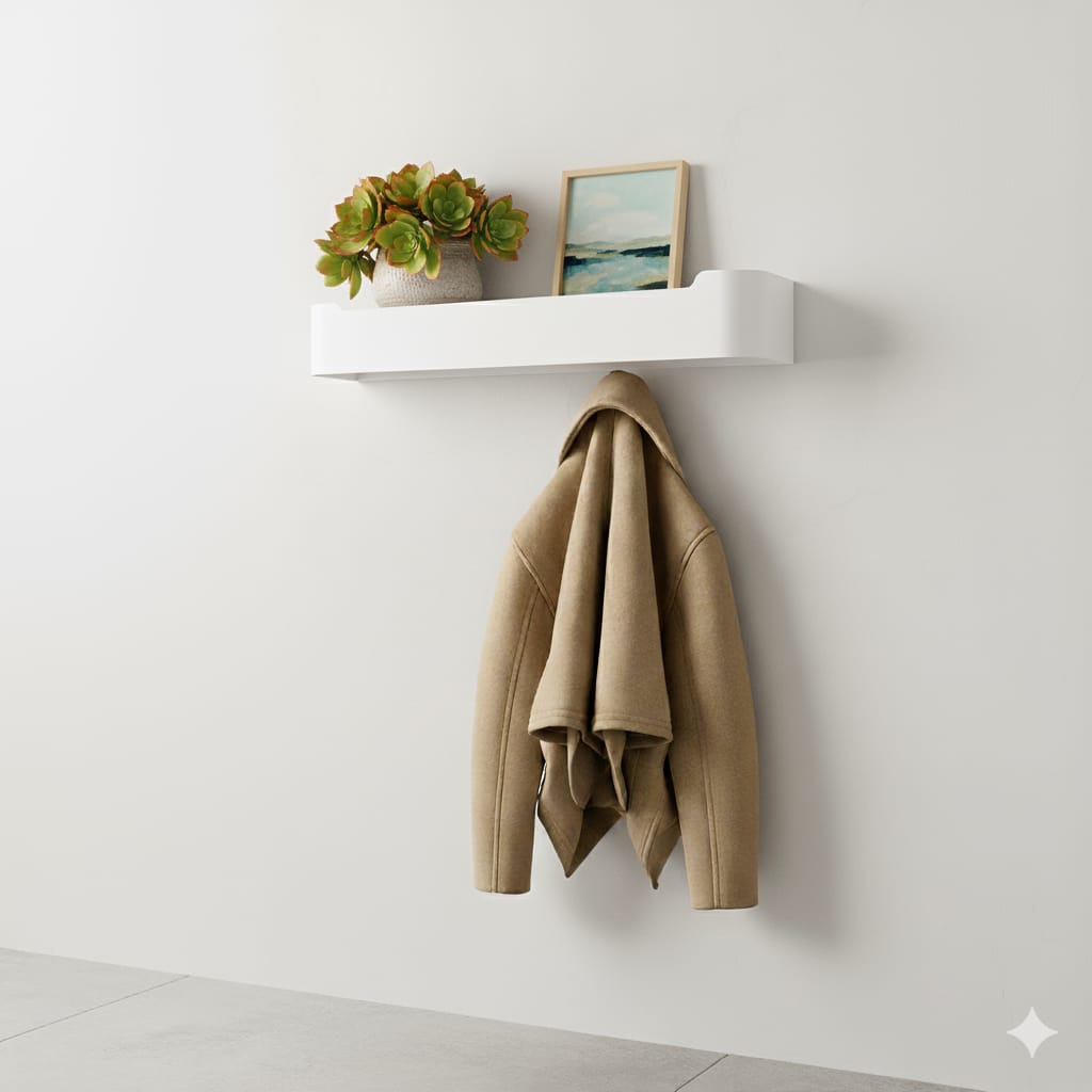 Perchero De Pared Metal Con Estante Y Ganchos De Metal Ocultos Diseño Minimalista Estilo Industrial Para Entrada Pasillo Dormitorio